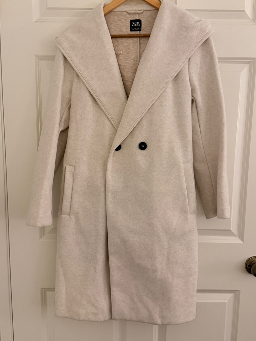 Zara Cream Oversized Double-Breasted Trench Coat